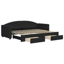 Slaapbank S Stof 80 x 200 cm Zwart met onderschuifbed en lade