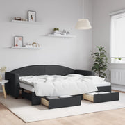 Slaapbank met onderschuifbed en lades 80x200 cm zwart