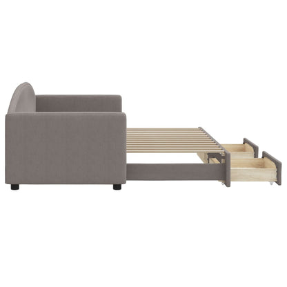 Slaapbank S Stof 80 x 200 cm Taupe met onderschuifbed en lade
