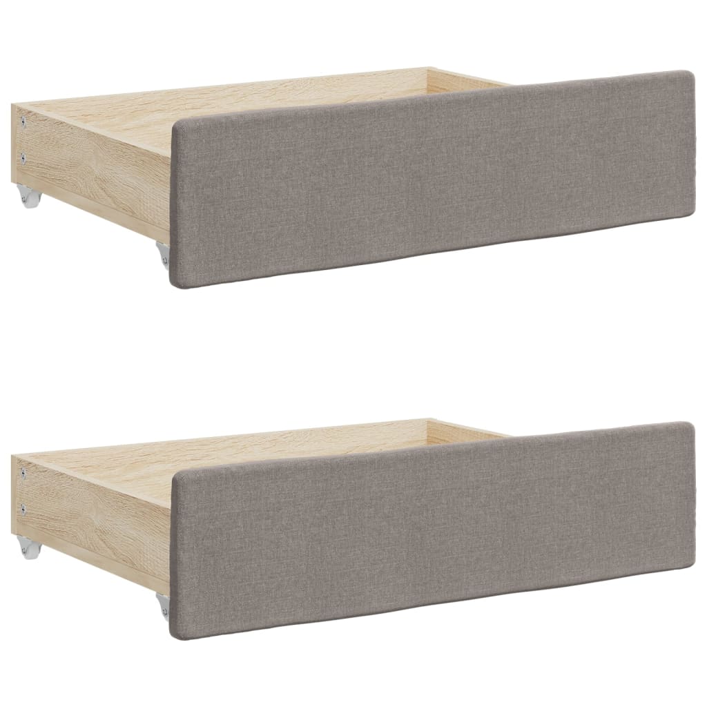 Slaapbank S Stof 80 x 200 cm Taupe met onderschuifbed en lade