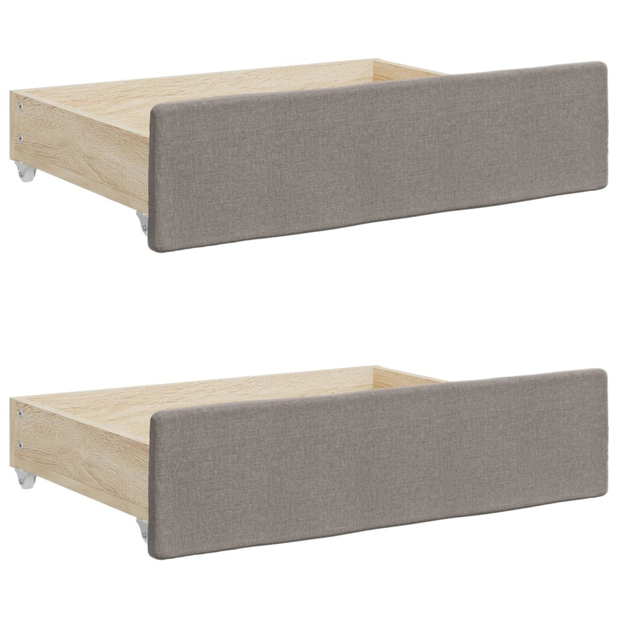 Slaapbank S Stof 80 x 200 cm Taupe met onderschuifbed en lade