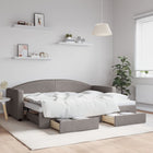 Slaapbank S Stof 80 x 200 cm Taupe met onderschuifbed en lade