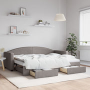 Slaapbank met onderschuifbed en lades 80x200 cm taupe