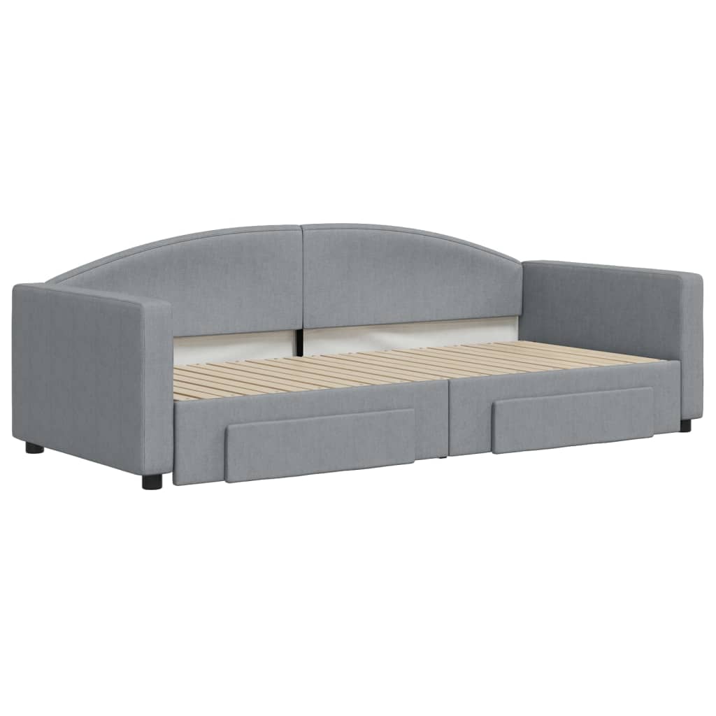 Slaapbank S Stof 90 x 200 cm Lichtgrijs met onderschuifbed en lade