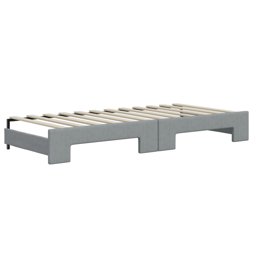 Slaapbank S Stof 90 x 200 cm Lichtgrijs met onderschuifbed en lade