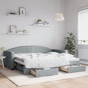 Slaapbank met onderschuifbed 90x200 cm lichtgrijs