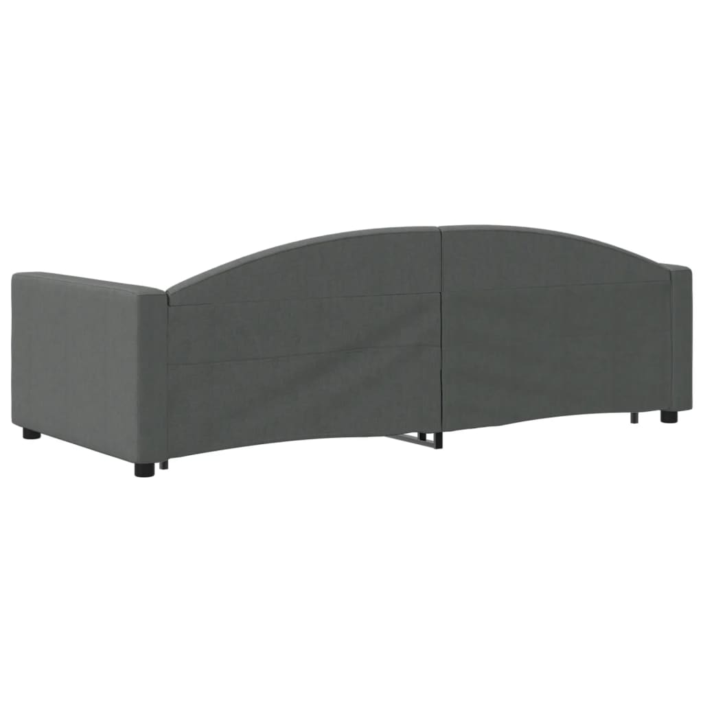 Slaapbank Onderschuifbed En Lades Stof 90 x 200 cm Donkergrijs met onderschuifbed en lade