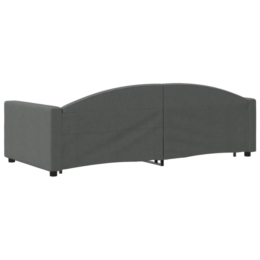 Slaapbank Onderschuifbed En Lades Stof 90 x 200 cm Donkergrijs met onderschuifbed en lade