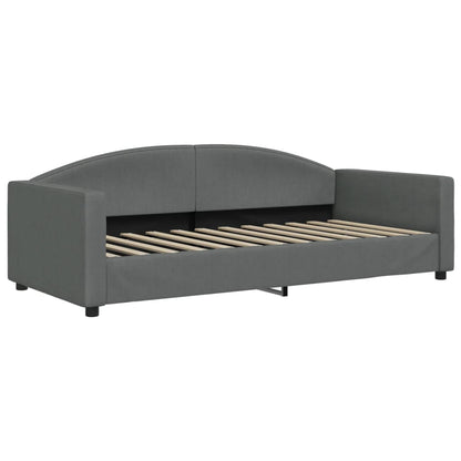 Slaapbank Onderschuifbed En Lades Stof 90 x 200 cm Donkergrijs met onderschuifbed en lade