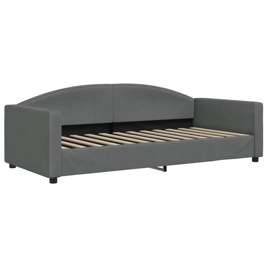 Slaapbank Onderschuifbed En Lades Stof 90 x 200 cm Donkergrijs met onderschuifbed en lade