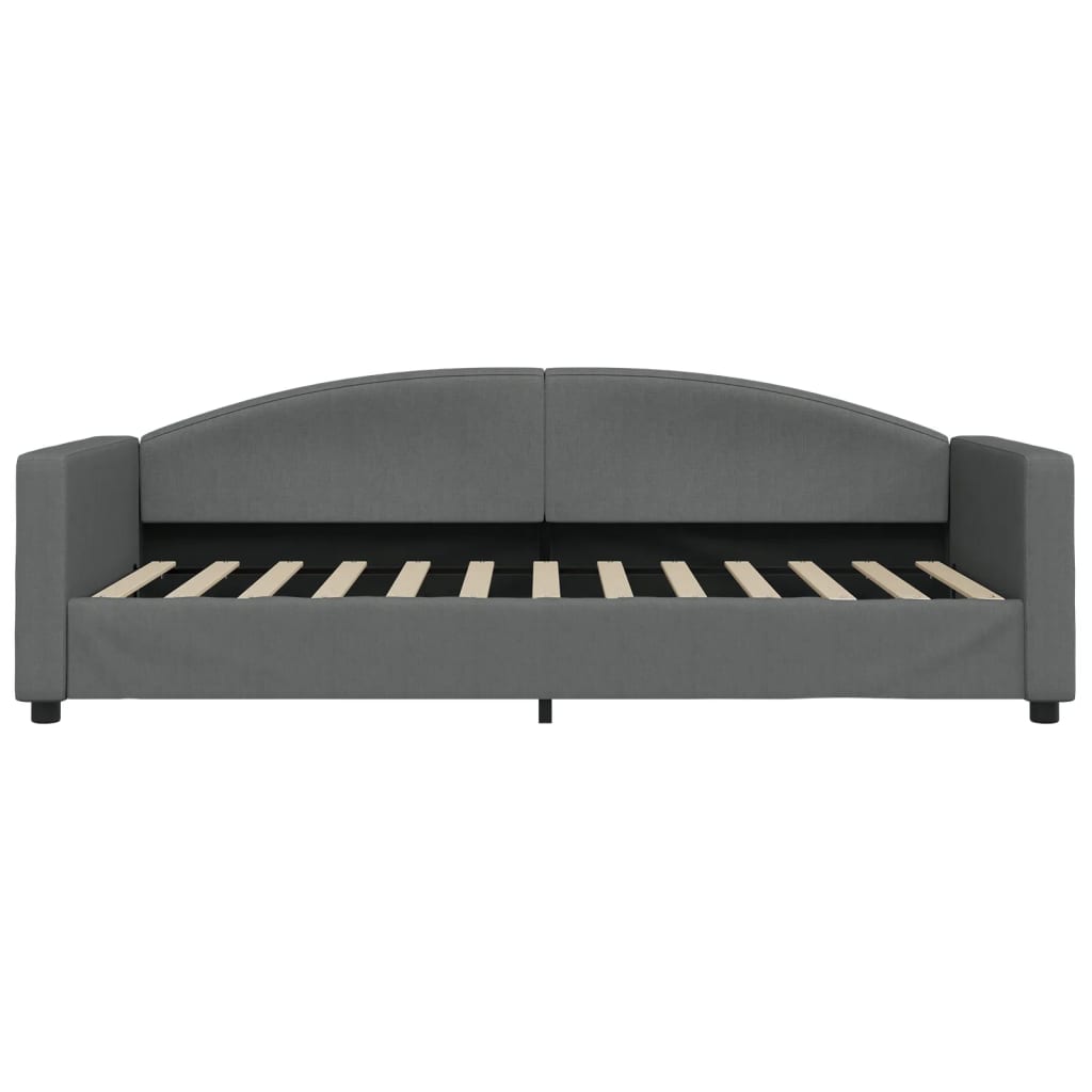 Slaapbank Onderschuifbed En Lades Stof 90 x 200 cm Donkergrijs met onderschuifbed en lade