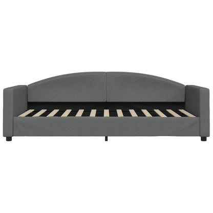 Slaapbank Onderschuifbed En Lades Stof 90 x 200 cm Donkergrijs met onderschuifbed en lade