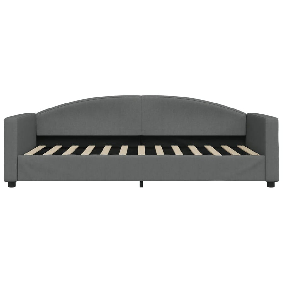 Slaapbank Onderschuifbed En Lades Stof 90 x 200 cm Donkergrijs met onderschuifbed en lade