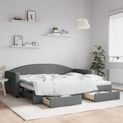 Slaapbank onderschuifbed lades 90x200 cm donkergrijs