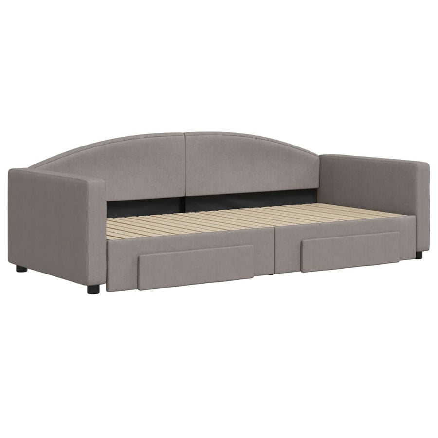 Slaapbank Met Onderschuifbed En Lades 90X200 Cm Stof Taupe Taupe 90 x 200 cm