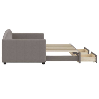 Slaapbank Met Onderschuifbed En Lades 90X200 Cm Stof Taupe Taupe 90 x 200 cm
