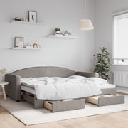 Slaapbank met onderschuifbed en lades 90x200 cm taupe