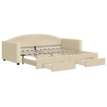Slaapbank S Stof Kleur 90 x 200 cm Crème met onderschuifbed en lade
