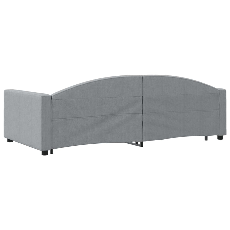 Slaapbank Onderschuifbed En Lades Stof 100 x 200 cm Lichtgrijs met onderschuifbed en lade