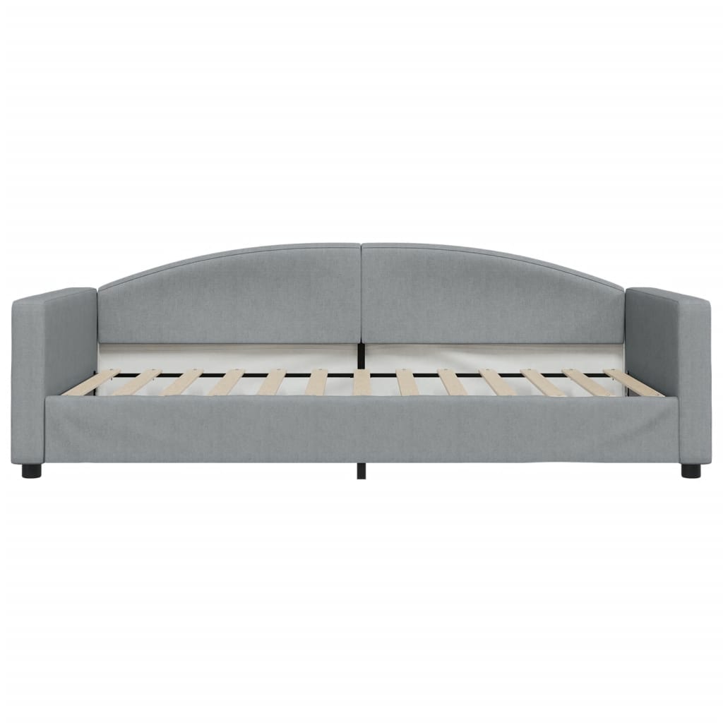 Slaapbank Onderschuifbed En Lades Stof 100 x 200 cm Lichtgrijs met onderschuifbed en lade