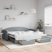 Slaapbank onderschuifbed met lades 100x200 cm lichtgrijs