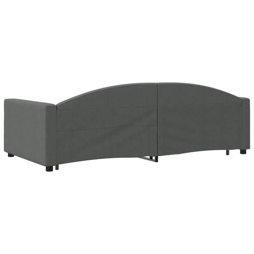 Slaapbank Onderschuifbed En Lades Stof 100 x 200 cm Donkergrijs met onderschuifbed en lade