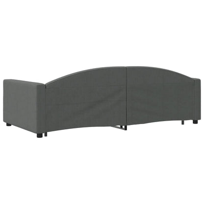 Slaapbank Onderschuifbed En Lades Stof 100 x 200 cm Donkergrijs met onderschuifbed en lade