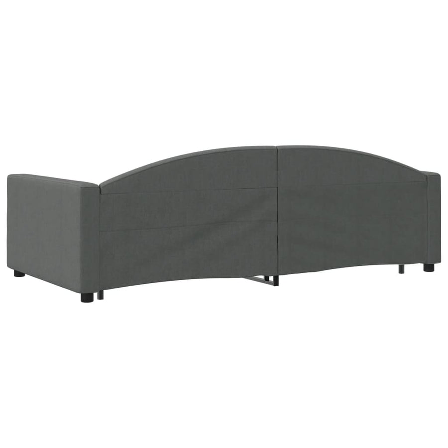 Slaapbank Onderschuifbed En Lades Stof 100 x 200 cm Donkergrijs met onderschuifbed en lade