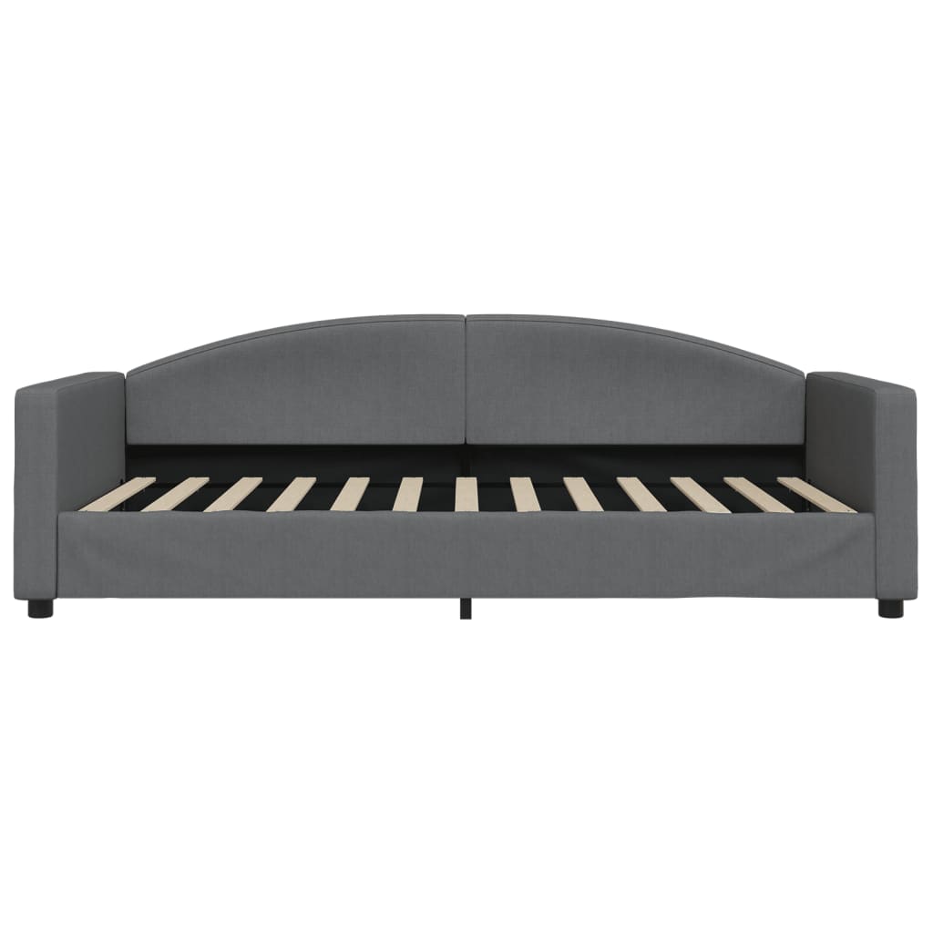Slaapbank Onderschuifbed En Lades Stof 100 x 200 cm Donkergrijs met onderschuifbed en lade