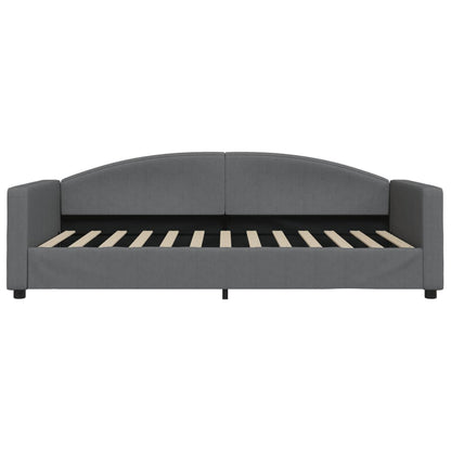 Slaapbank Onderschuifbed En Lades Stof 100 x 200 cm Donkergrijs met onderschuifbed en lade