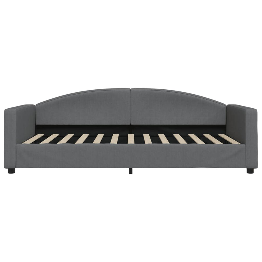 Slaapbank Onderschuifbed En Lades Stof 100 x 200 cm Donkergrijs met onderschuifbed en lade