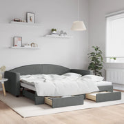 Slaapbank onderschuifbed met lades 100x200 cm donkergrijs