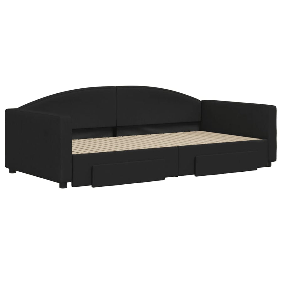 Slaapbank S Stof Zwart 100 x 200 cm met onderschuifbed en lade