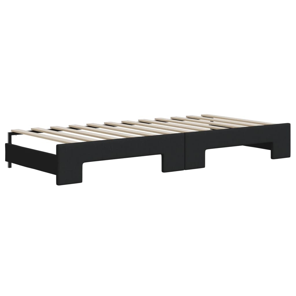 Slaapbank S Stof Zwart 100 x 200 cm met onderschuifbed en lade