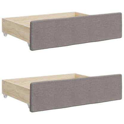 Slaapbank S Stof 100 x 200 cm Taupe met onderschuifbed en lade