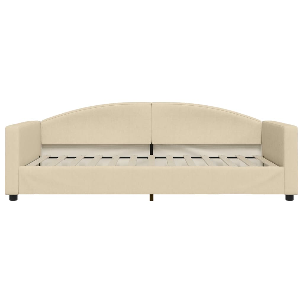 Slaapbank met onderschuifbed en lades 100x200 cm stof crème 100 x 200 cm Crème met onderschuifbed en lade