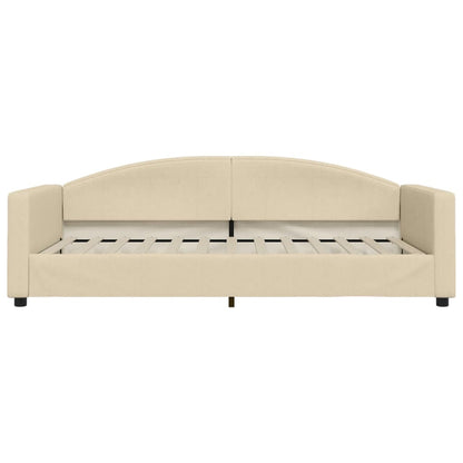 Slaapbank met onderschuifbed en lades 100x200 cm stof crème 100 x 200 cm Crème met onderschuifbed en lade