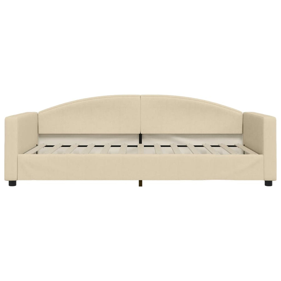 Slaapbank met onderschuifbed en lades 100x200 cm stof crème 100 x 200 cm Crème met onderschuifbed en lade