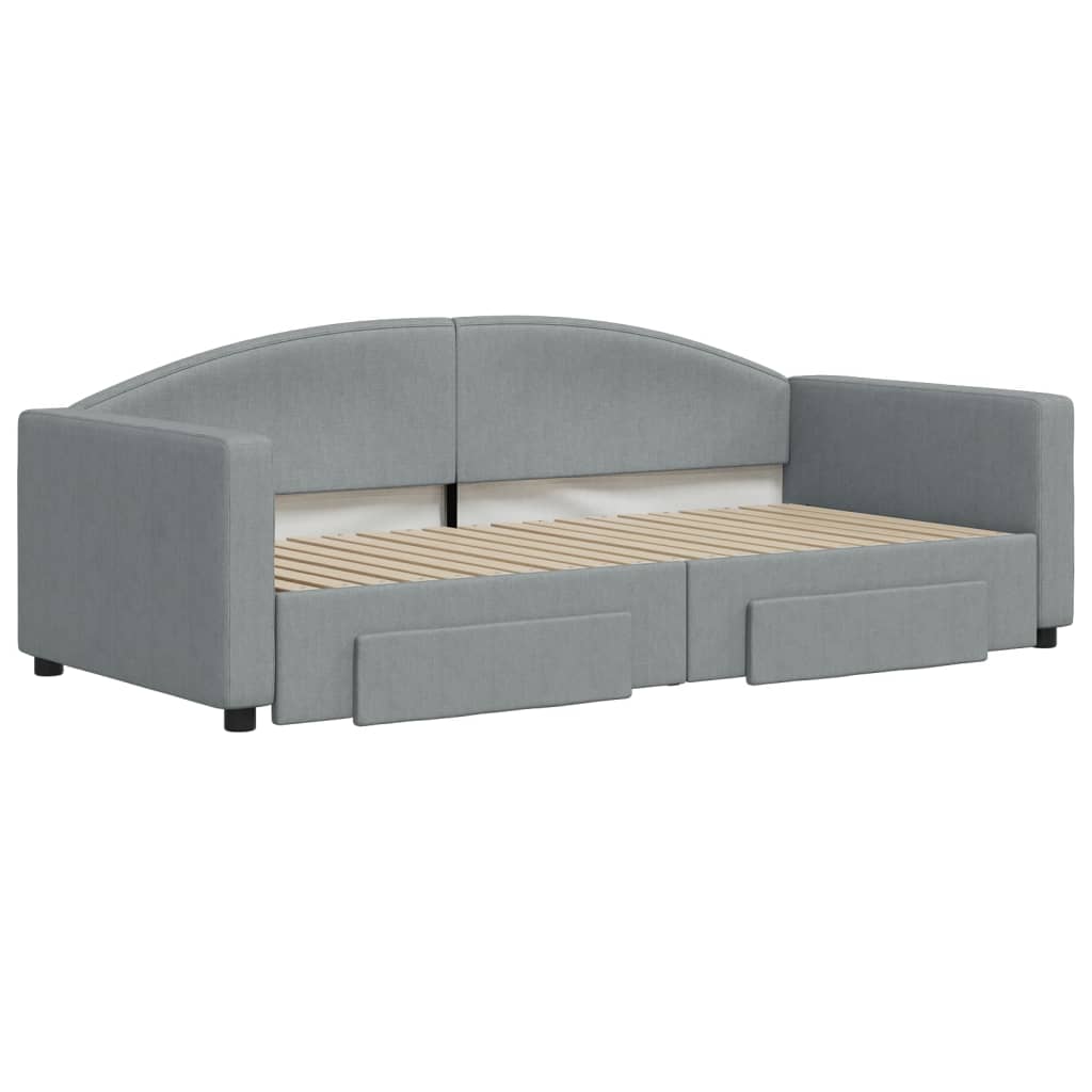 Slaapbank S Stof 90 x 190 cm Lichtgrijs met onderschuifbed en lade