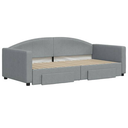Slaapbank S Stof 90 x 190 cm Lichtgrijs met onderschuifbed en lade