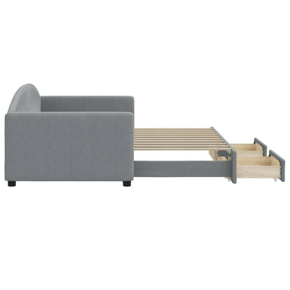 Slaapbank S Stof 90 x 190 cm Lichtgrijs met onderschuifbed en lade