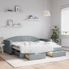 Slaapbank met onderschuifbed en lades 90x190 cm lichtgrijs