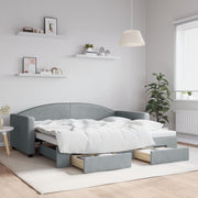 Slaapbank met onderschuifbed en lades 90x190 cm lichtgrijs