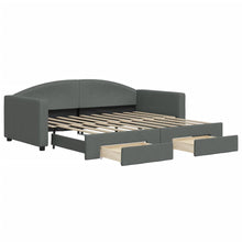 Slaapbank Onderschuifbed En Lades Stof 90 x 190 cm Donkergrijs met onderschuifbed en lade