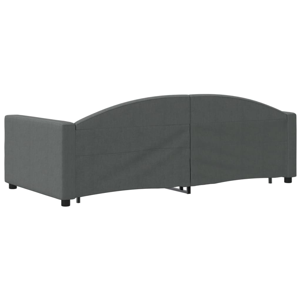 Slaapbank Onderschuifbed En Lades Stof 90 x 190 cm Donkergrijs met onderschuifbed en lade