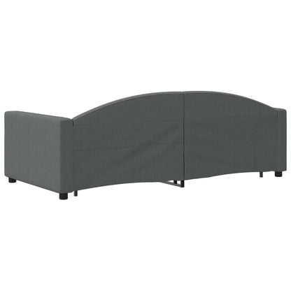 Slaapbank Onderschuifbed En Lades Stof 90 x 190 cm Donkergrijs met onderschuifbed en lade