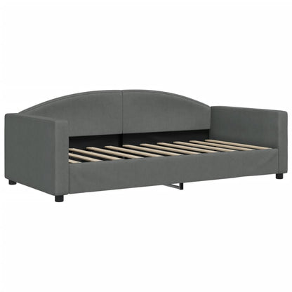 Slaapbank Onderschuifbed En Lades Stof 90 x 190 cm Donkergrijs met onderschuifbed en lade