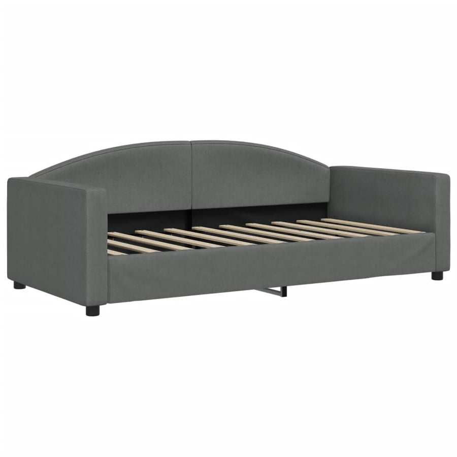 Slaapbank Onderschuifbed En Lades Stof 90 x 190 cm Donkergrijs met onderschuifbed en lade