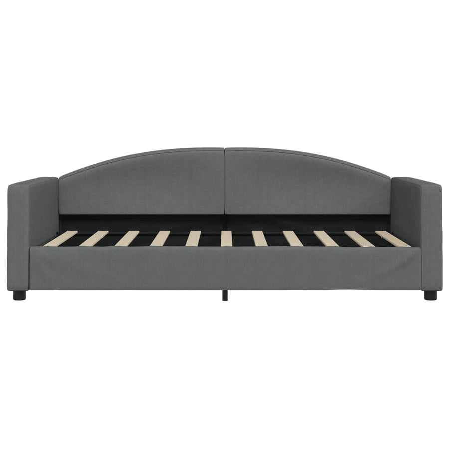 Slaapbank Onderschuifbed En Lades Stof 90 x 190 cm Donkergrijs met onderschuifbed en lade