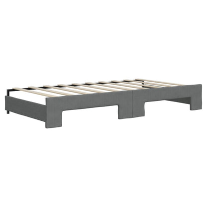 Slaapbank Onderschuifbed En Lades Stof 90 x 190 cm Donkergrijs met onderschuifbed en lade